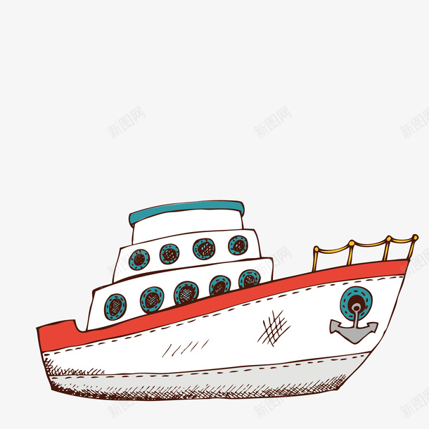手绘的轮船png免抠素材_新图网 https://ixintu.com png图形 png装饰 彩色 手绘 船只 装饰 轮船