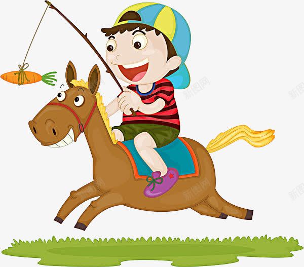骑马的小男孩png免抠素材_新图网 https://ixintu.com 免抠 卡通 小男孩 骑马