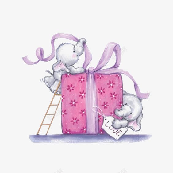 礼物盒png免抠素材_新图网 https://ixintu.com 创意礼物盒 小象 粉色礼物盒 蝴蝶结