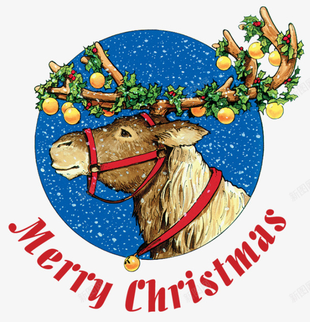圣诞素羊材png免抠素材_新图网 https://ixintu.com 图案设计 圣诞素材 羊 蓝色背景带雪花