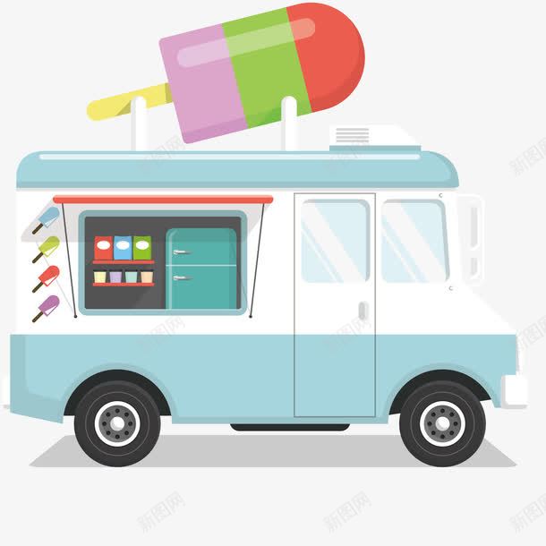 冰淇淋车png免抠素材_新图网 https://ixintu.com 冰淇淋 售卖 城市 汽车 街边