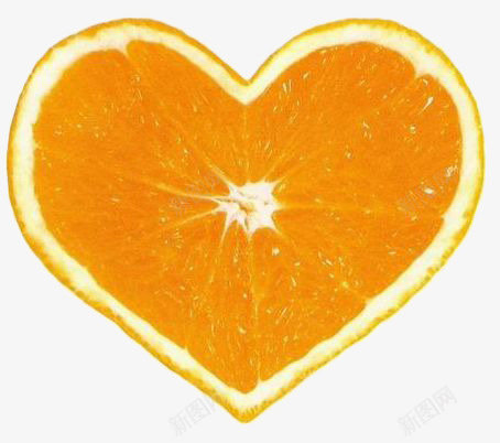 切开的心形橙子png免抠素材_新图网 https://ixintu.com 切开 心形 橙子 水果 黄色