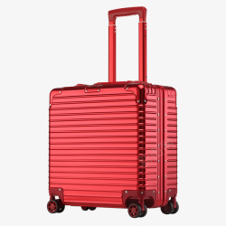 镁合金拉杆亮红色登机箱高清图片