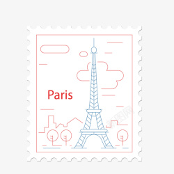 白色邮票埃菲尔铁塔白色邮票高清图片