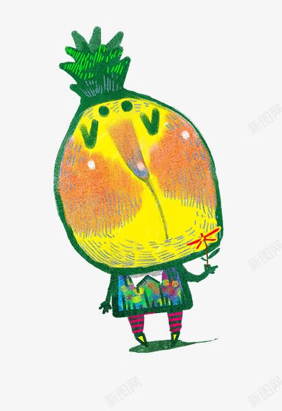 菠萝先生png免抠素材_新图网 https://ixintu.com 儿童插画 卡通 卡通元素 故事插画 菠萝
