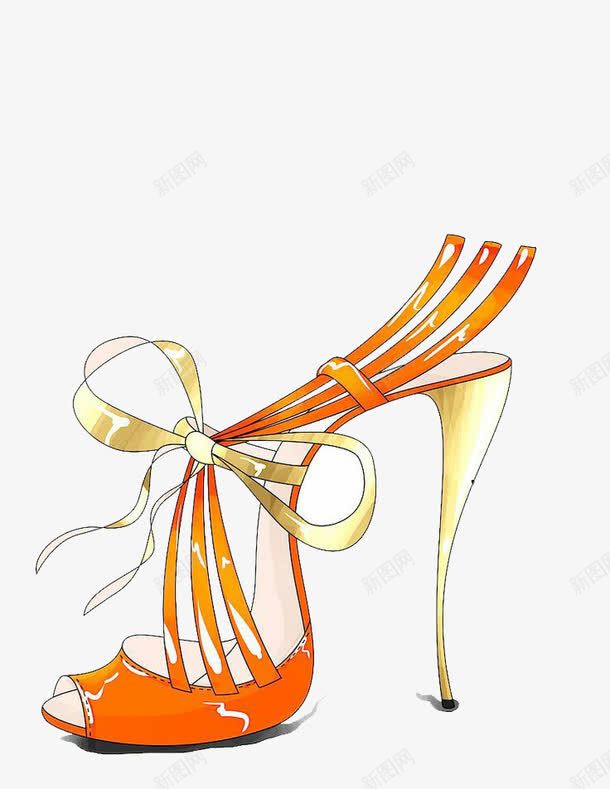手绘橙色高跟鞋png免抠素材_新图网 https://ixintu.com 图案设计 手绘 橙色高跟鞋 鞋子