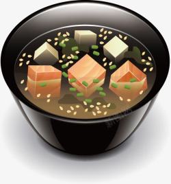 黑色大碗豆腐汤元素矢量图素材