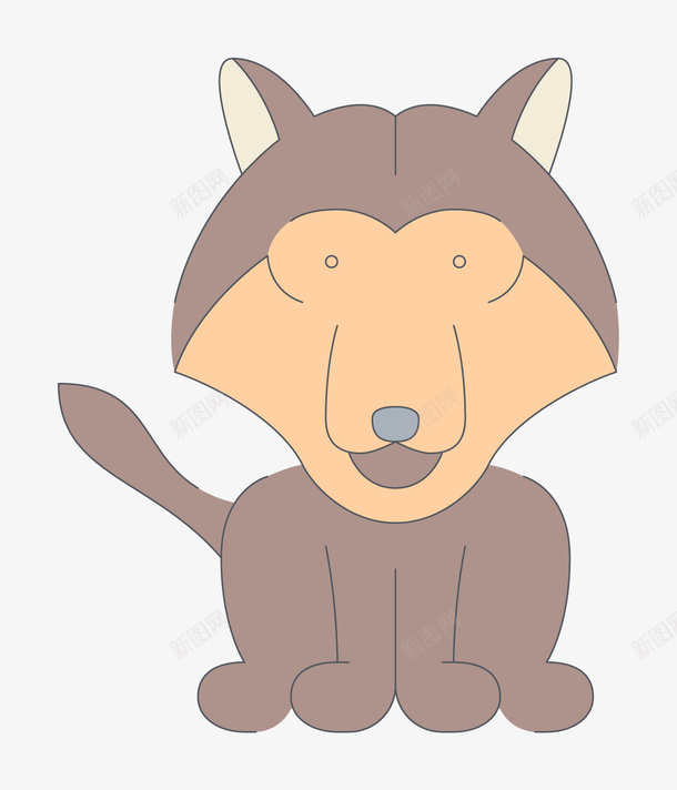 卡通线条小狼png免抠素材_新图网 https://ixintu.com 动物 卡通 可爱的 小狼 手绘 棕色的 简笔 线条