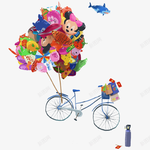 自行车卖可爱气球png免抠素材_新图网 https://ixintu.com 儿童 卖 可爱 气球 气球小摊 玩具 自行车