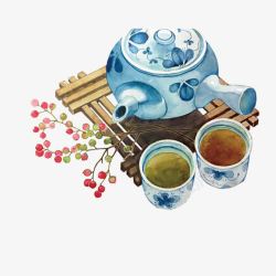 茶壶和茶杯插画素材