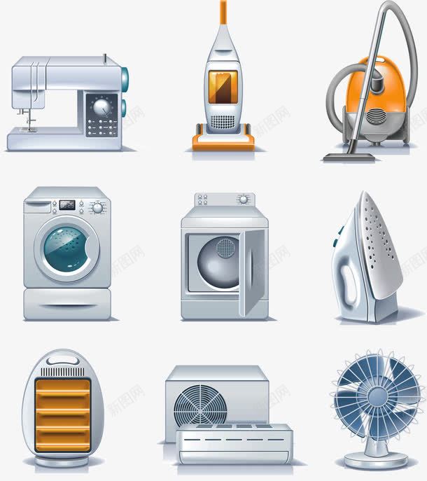 家用电器png免抠素材_新图网 https://ixintu.com 兼用电器 创意 卡通 手绘 洗衣机