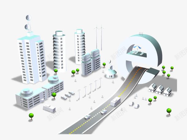 城市科技高楼大厦png免抠素材_新图网 https://ixintu.com 写实 创意 建筑 拟物化 科技 质感