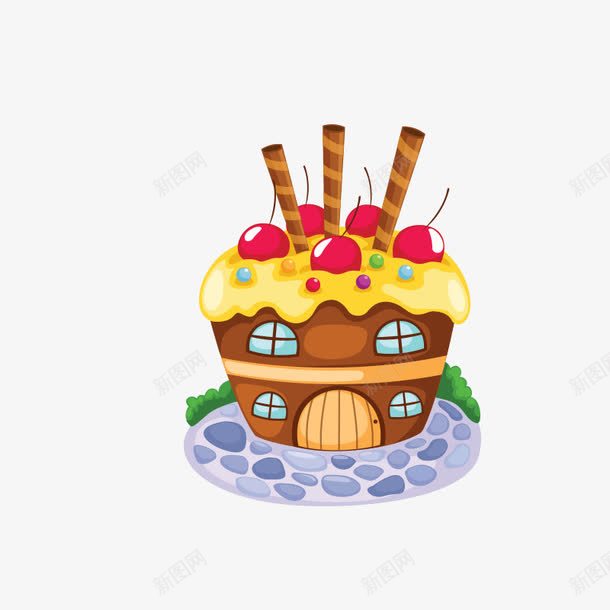 卡通蛋糕屋png免抠素材_新图网 https://ixintu.com 卡通素材 蛋糕屋 蛋糕房