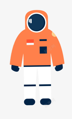 宇航员橙色卡通手绘素材