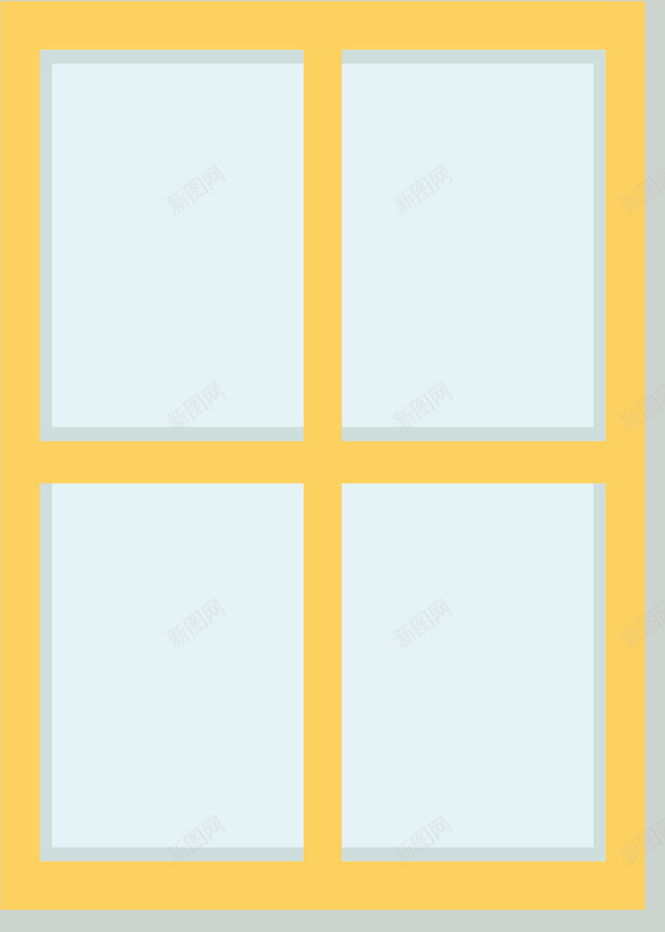 卡通黄色窗户png免抠素材_新图网 https://ixintu.com 卡通窗户 矢量窗户 窗户 窗户卡通图 窗户矢量图 铝合金窗户 门窗 黄色