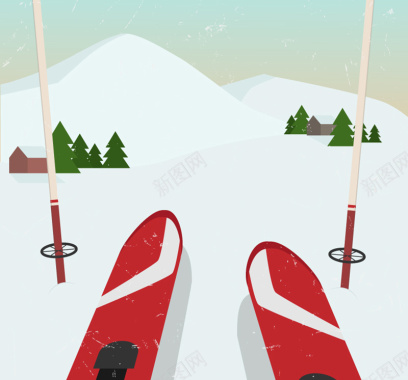 创意雪山滑雪插画矢量背景背景