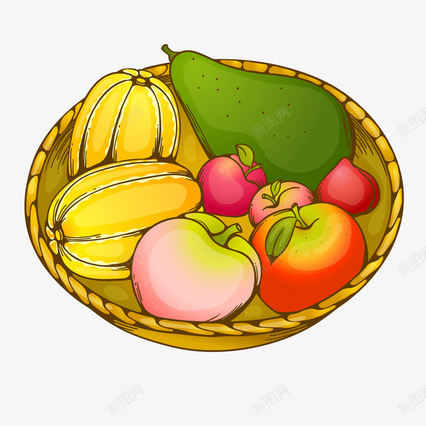 篮子里的水果植物矢量图ai免抠素材_新图网 https://ixintu.com 卡通 彩色 手绘 植物 水果 篮子 食物 矢量图
