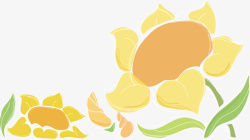 黄色花朵简笔画矢量图素材
