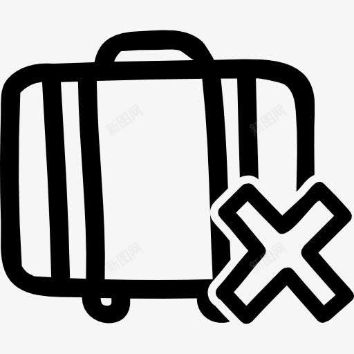 取消行李箱手绘界面符号图标png_新图网 https://ixintu.com 十字符号 取消 手提箱 手绘 接口 符号 行李 轮廓