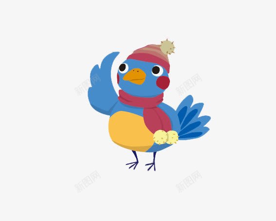戴帽子的公鸡png免抠素材_新图网 https://ixintu.com 动物 卡通动物 卡通戴帽子的鸡 卡通鸡 红色 蓝色 鸡 黄色
