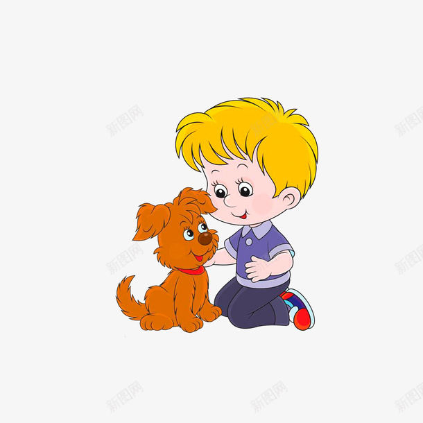 对视的小孩和狗png免抠素材_新图网 https://ixintu.com 卡通手绘 对视的小孩和狗 小孩和狗 棕色小狗