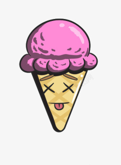 奶油冰淇凌卡通锥奶油表情符号冰蛋卷冰淇凌高清图片