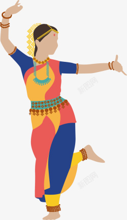 印度舞美丽彩色女孩素材