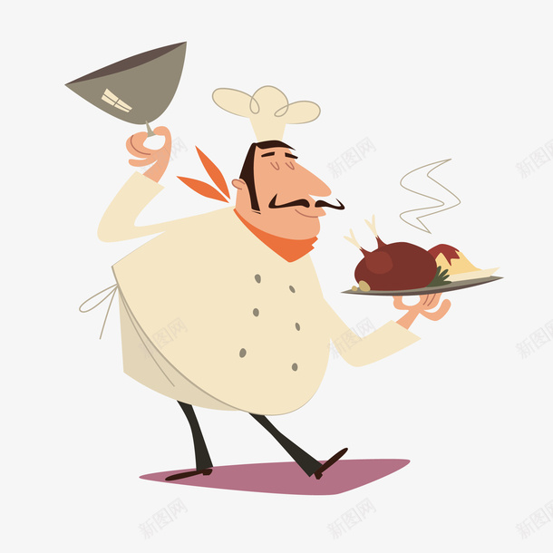 卡通端着美食的厨师人物矢量图ai免抠素材_新图网 https://ixintu.com 人物设计 卡通 厨师 美食 职业人物 餐厅 矢量图