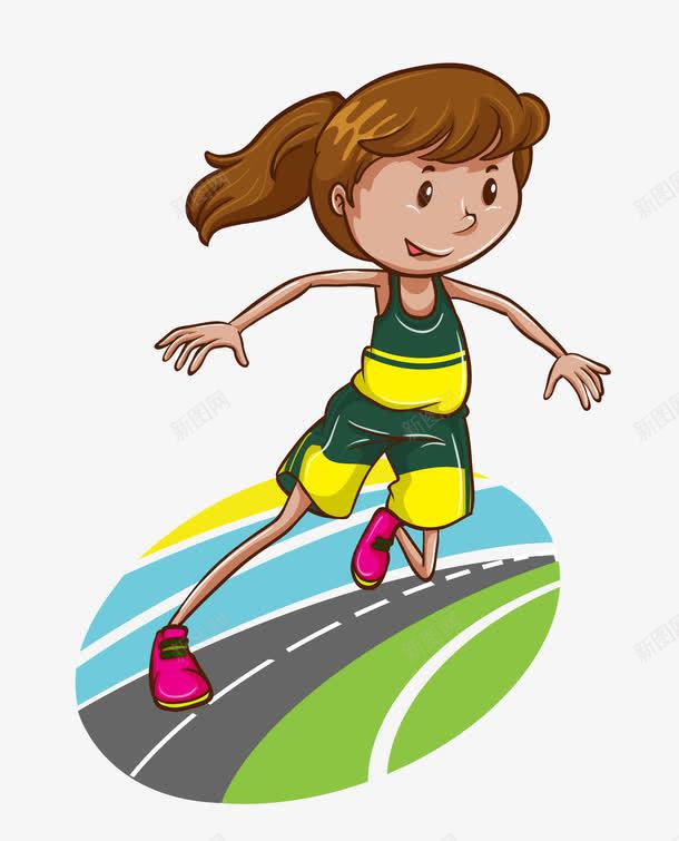 卡通图案跑步的可爱女孩png免抠素材_新图网 https://ixintu.com 卡通图案 跑步的人 运动人物 运动跑道 运动项目长跑 长跑