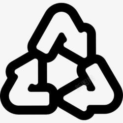 三色三角箭头箭头回收三角形轮廓图标高清图片