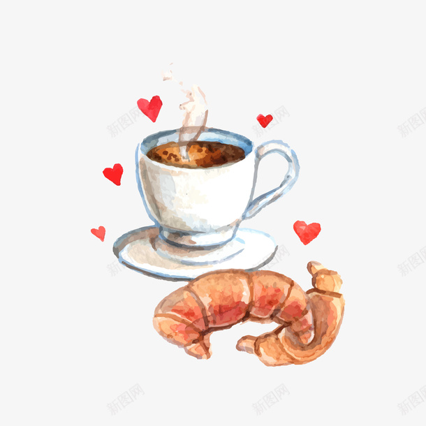美味的面包和咖啡矢量图eps免抠素材_新图网 https://ixintu.com 咖啡 水彩 浓香咖啡 浪漫爱心 美味 美味浪漫 美味面包 矢量图