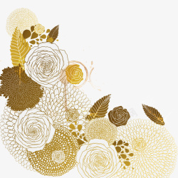 金色花纹花朵矢量图素材
