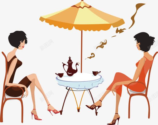 喝咖啡的两个美女png免抠素材_新图网 https://ixintu.com 两个美女 咖啡 喝咖啡的两个美女