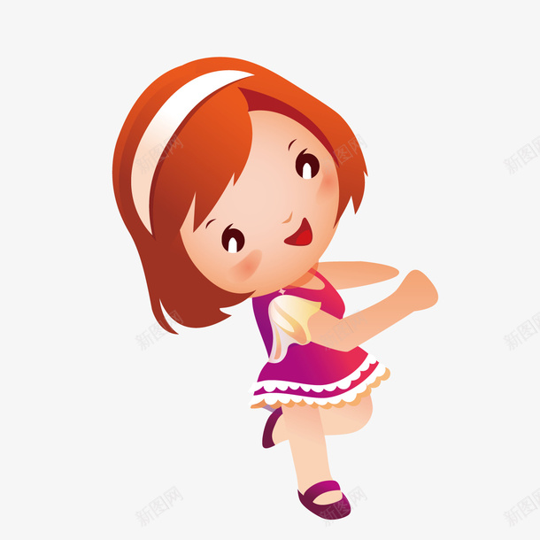 卡通可爱跳舞女孩矢量图ai免抠素材_新图网 https://ixintu.com 可爱 女孩 跳舞 矢量图