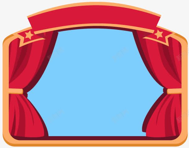 窗帘png免抠素材_新图网 https://ixintu.com 五角星 卡通窗帘 窗户 红色窗帘