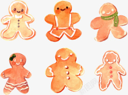 六块饼干手绘可爱的饼干人矢量图高清图片