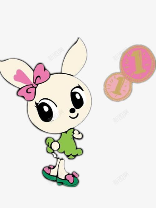 手绘穿短裙的小兔子png免抠素材_新图网 https://ixintu.com 免费下载图片 小兔子 手绘 身穿绿色裙子的兔子