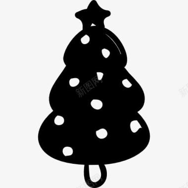 圣诞树装饰着明星图标图标