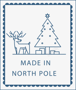 驯鹿标签蓝色圣诞树驯鹿标签矢量图高清图片