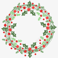 常绿树圣诞彩色花圈插画矢量图高清图片