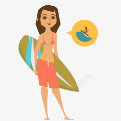 拿冲浪板的人物拿着冲浪板的女孩矢量图高清图片