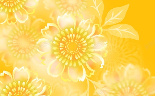 手绘黄色花朵绿叶壁纸jpg设计背景_新图网 https://ixintu.com 壁纸 绿叶 花朵 黄色