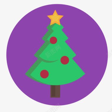 卡通圣诞树紫色底纹图标图标
