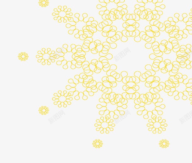 黄色花纹雪花装饰png免抠素材_新图网 https://ixintu.com 花纹 装饰 雪花 黄色