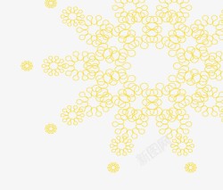 黄色花纹雪花装饰素材