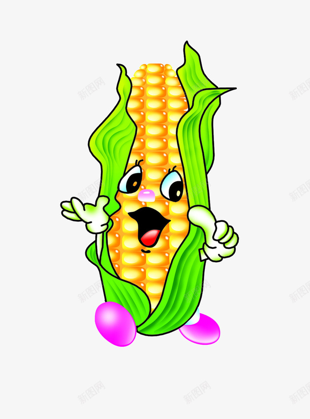 卡通玉米psd免抠素材_新图网 https://ixintu.com 卡通 玉米 蔬菜 食物 黄色