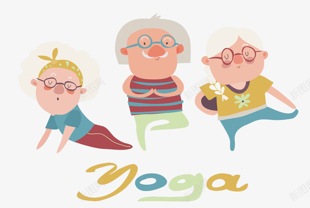 老年人做瑜伽的psd免抠素材_新图网 https://ixintu.com 做瑜伽 卡通 瑜伽 瑜伽矢量图 矢量插图 老年人 老年人做瑜伽的矢量图 老年人瑜伽