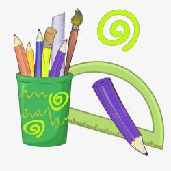 彩色手绘儿童绘画工具铅笔素材