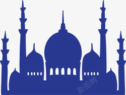 蓝色伊斯兰教教堂矢量图素材