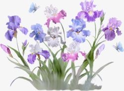 蓝色的花丛手绘蓝色花朵花瓣花丛高清图片
